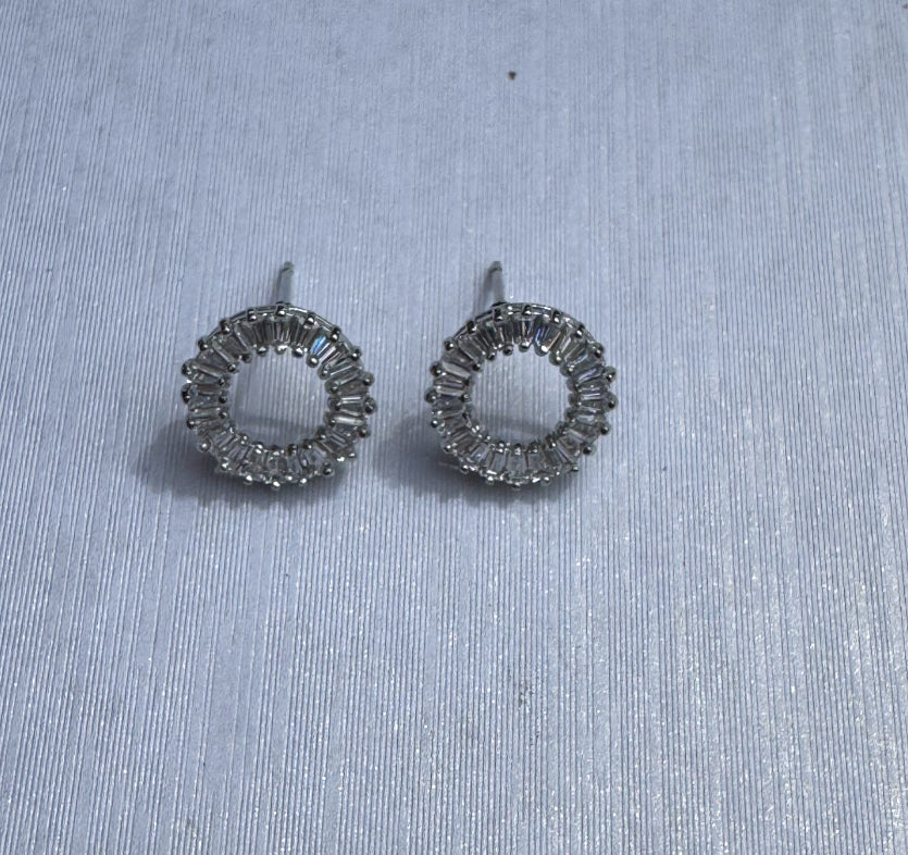 Circle Cubic Zirconia Silver Studs