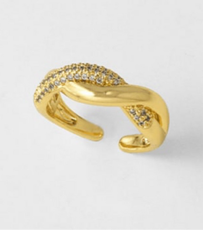 Diamond Crossover Gold Adjustable Ring