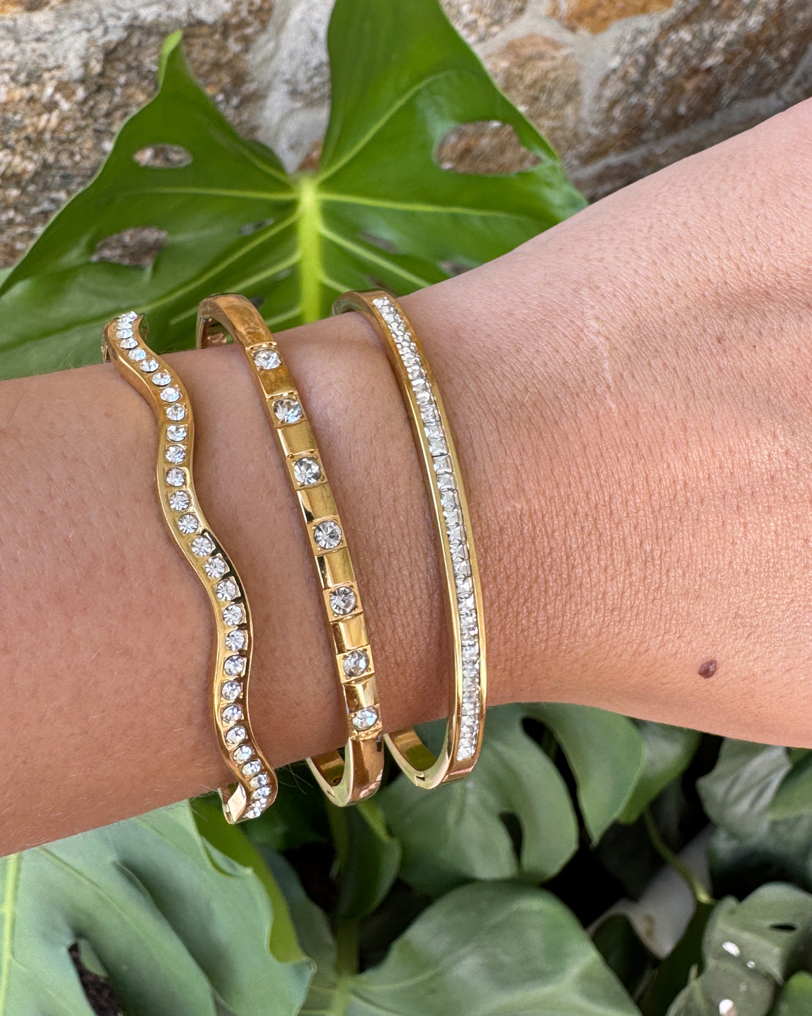 Gold Diamond Stacking Set x3 bangles