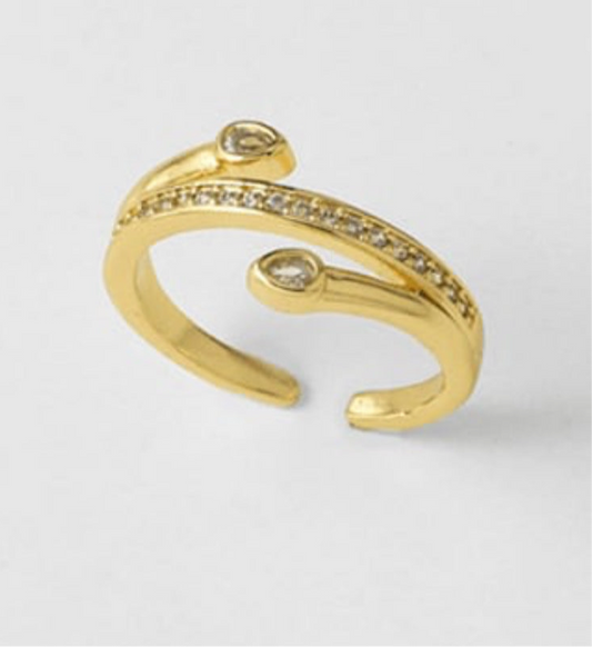 Stone Diamond Gold Adjustable Ring