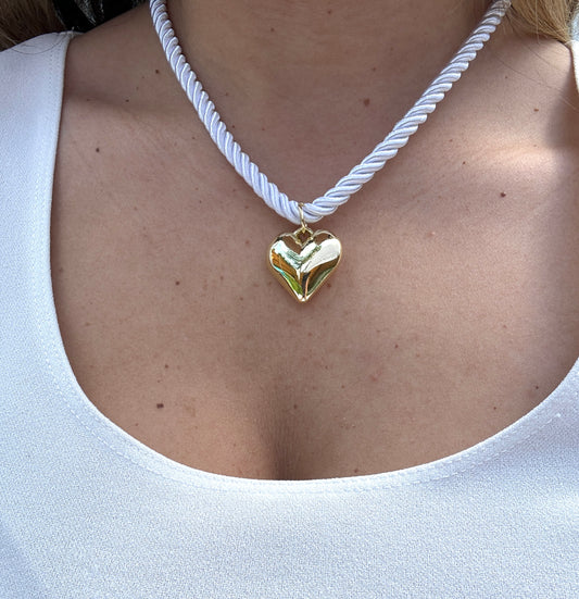 Heart White Rope Necklace