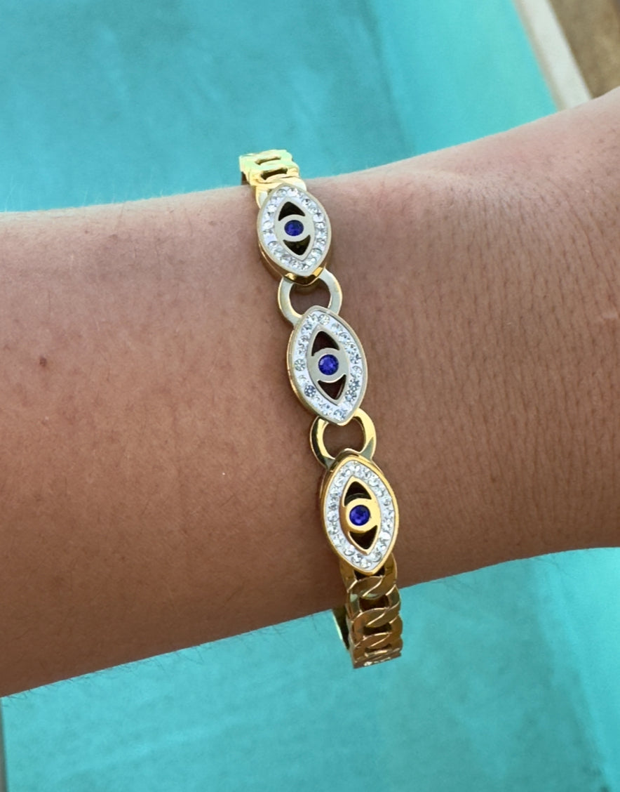 Triple Evil Eye Diamond Bangle