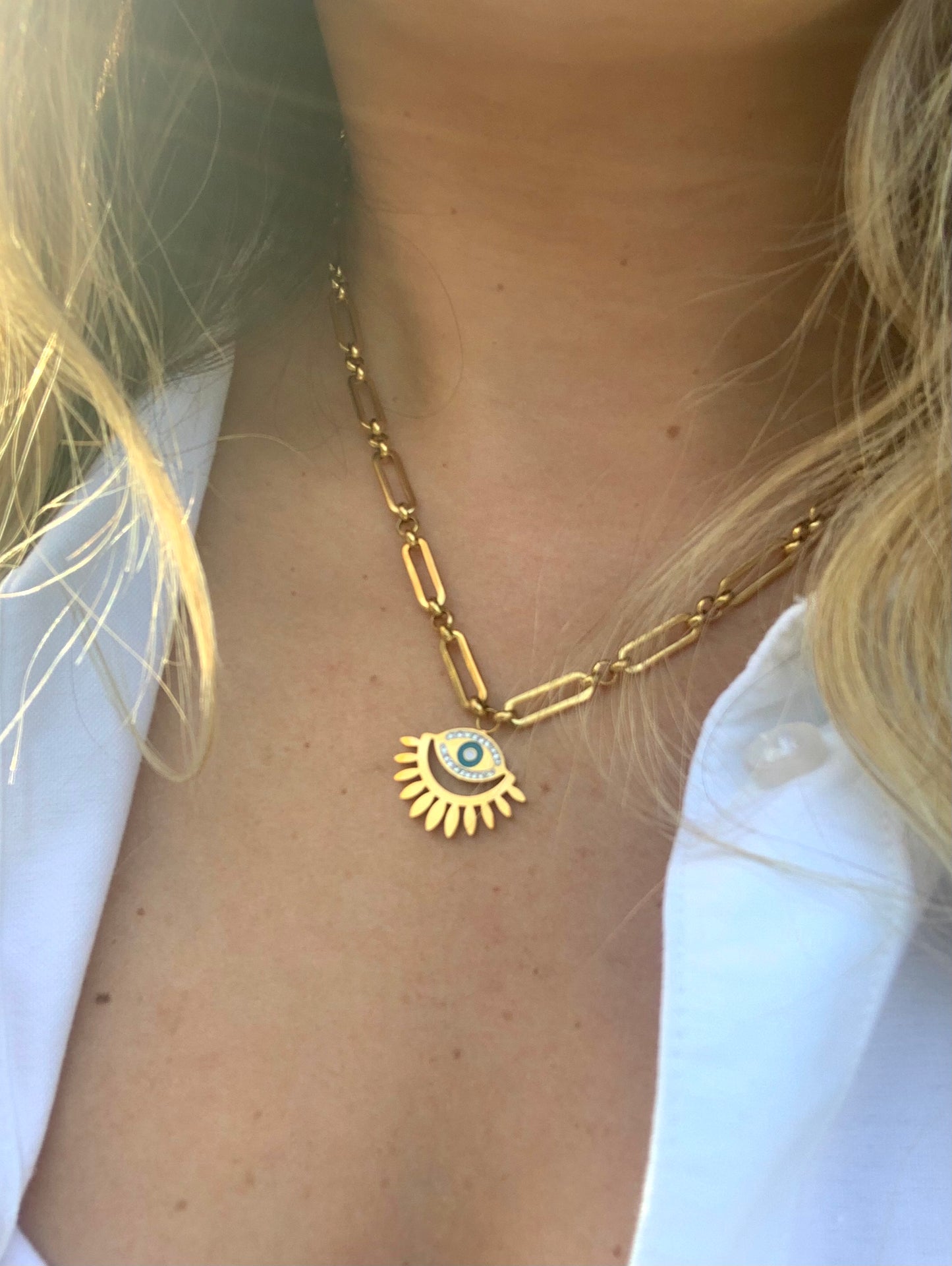 Chain Linked Evil Eye Necklace