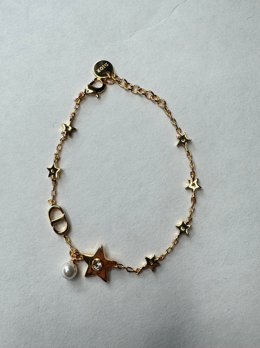 Ciara Gold Pearl & Star Bracelet (Matching necklace available)