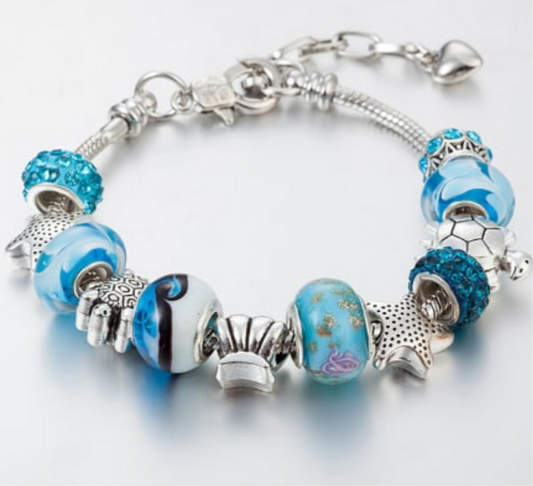 Silver & Blue Charm Bracelet