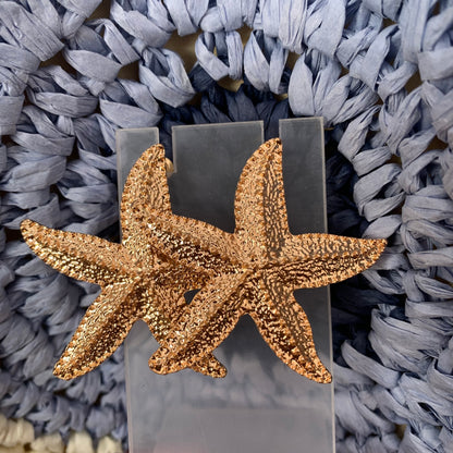 Large Gold Starfish Earrings