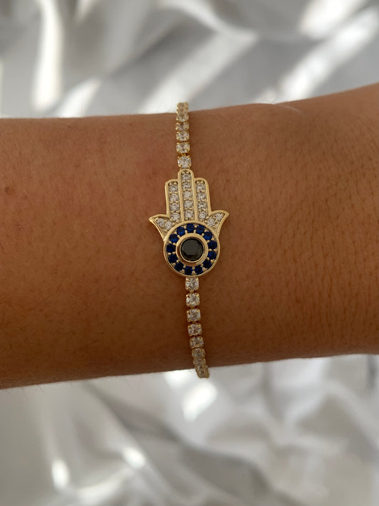 Gold Evil Eye Hamsa Bracelet