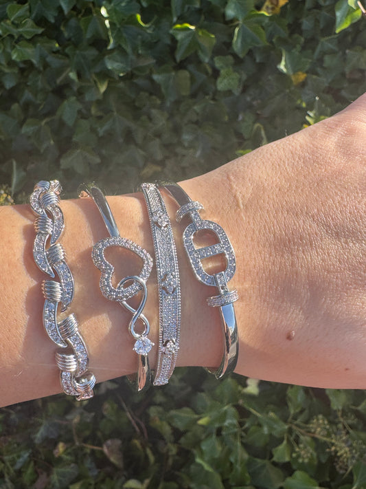 Diamond Silver Bangles - 4 options