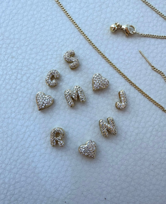 Mini Diamond Initial Letter Necklace - GOLD (4 letters included)