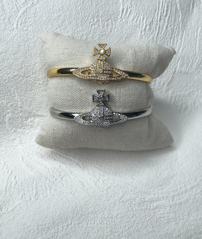 Diamond Space Bangle - Silver or Gold