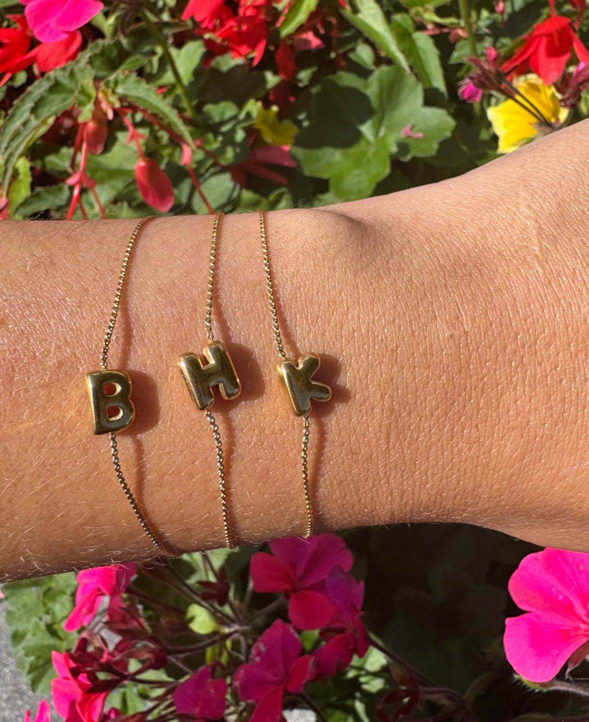 Mini bubble Initial Letter Bracelet - GOLD