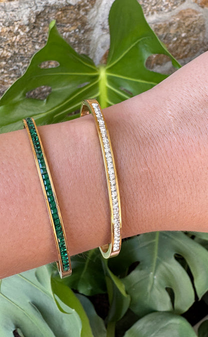 Thin Diamond Bangle - White or Green