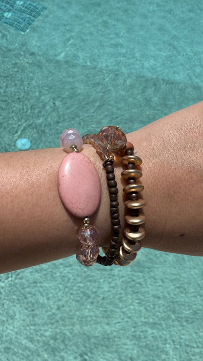 Brown & Pink bracelet stack
