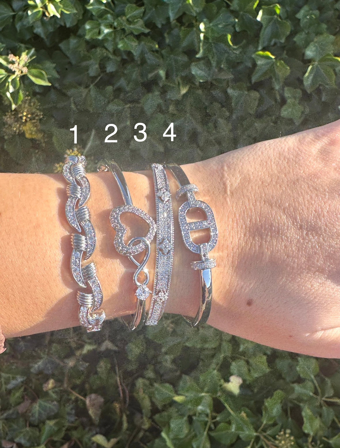 Diamond Silver Bangles - 4 options