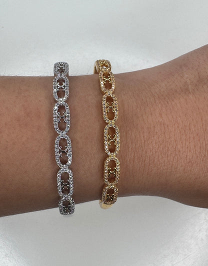Diamond Serena Bangle - Gold or Silver