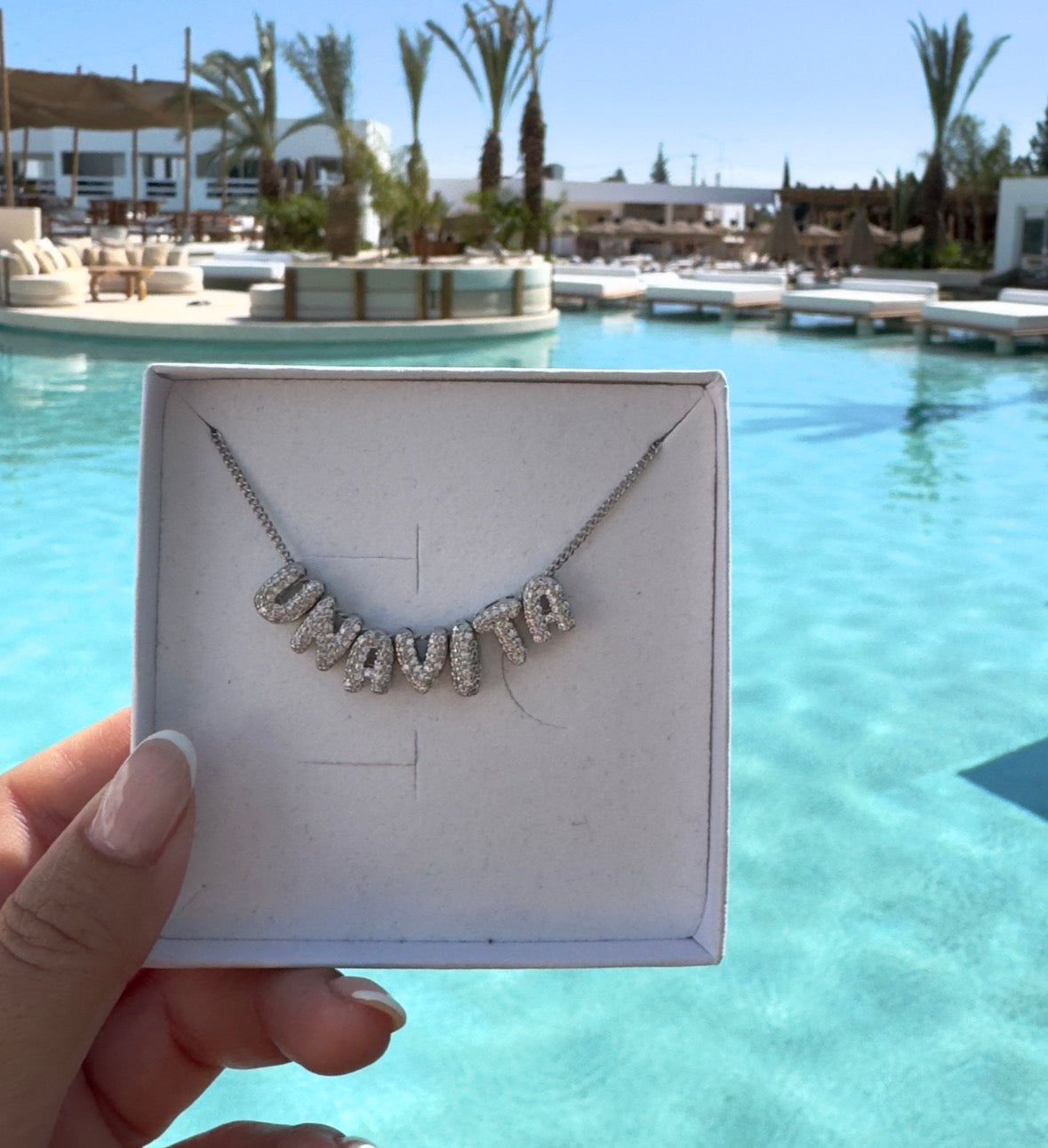 Mini Diamond Initial Letter Necklace - SILVER (4 letters included)