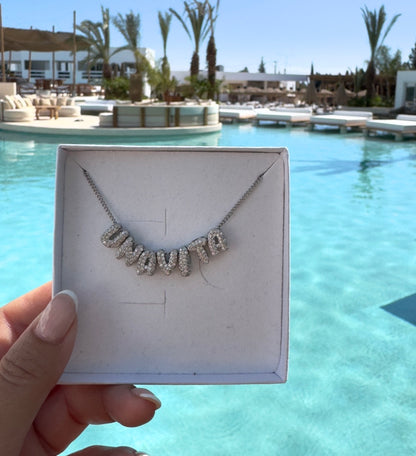 Mini Diamond Initial Letter Necklace - SILVER (4 letters included)