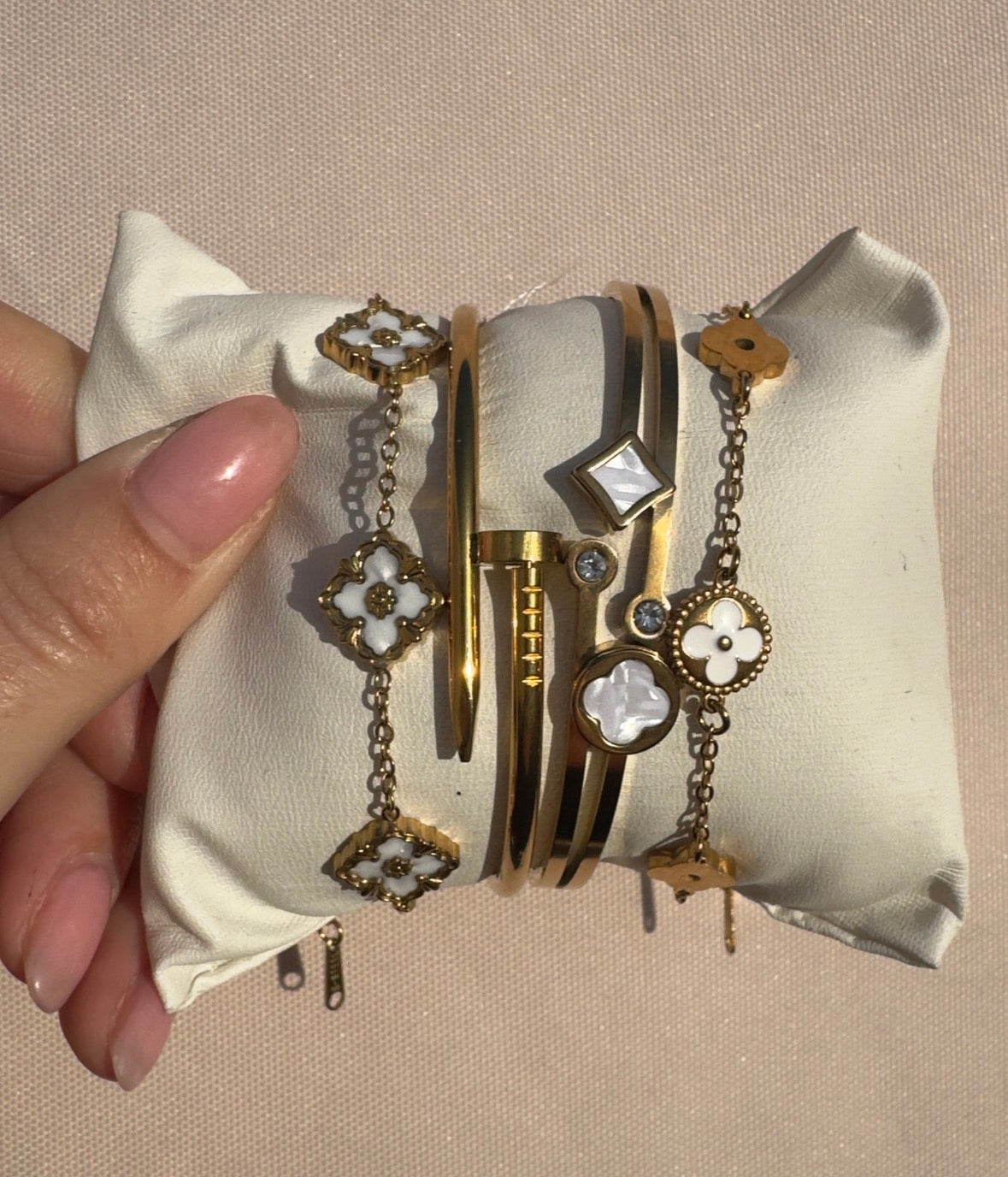 Gold & White Bracelet Stack