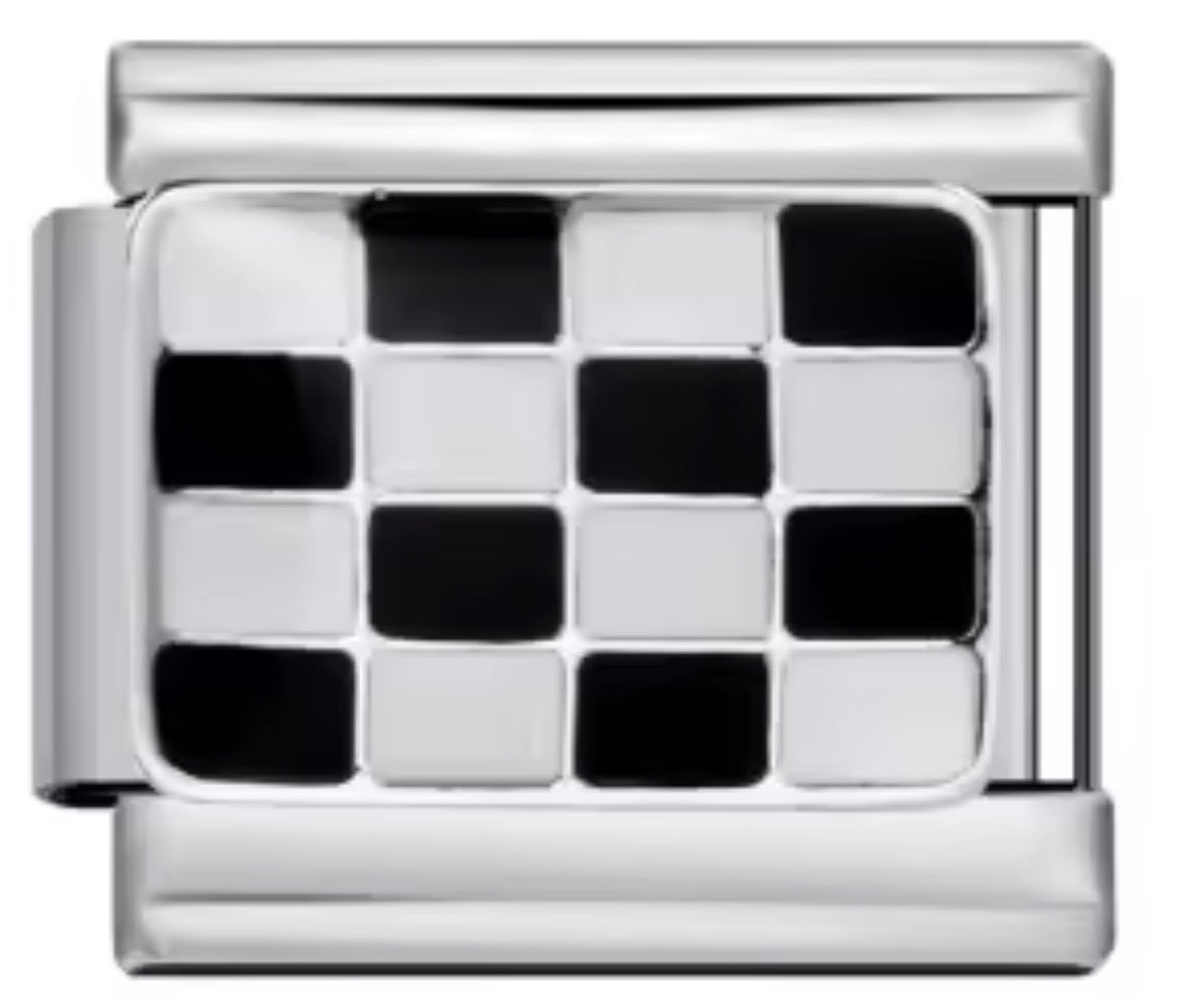 BLACK & WHITE RECTANGLE - SILVER