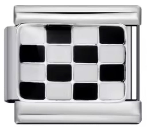 BLACK & WHITE RECTANGLE - SILVER