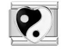 BLACK & WHITE HEART - SILVER