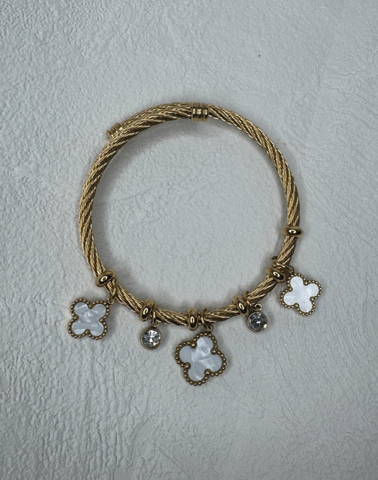 White & Gold Leaf bangle