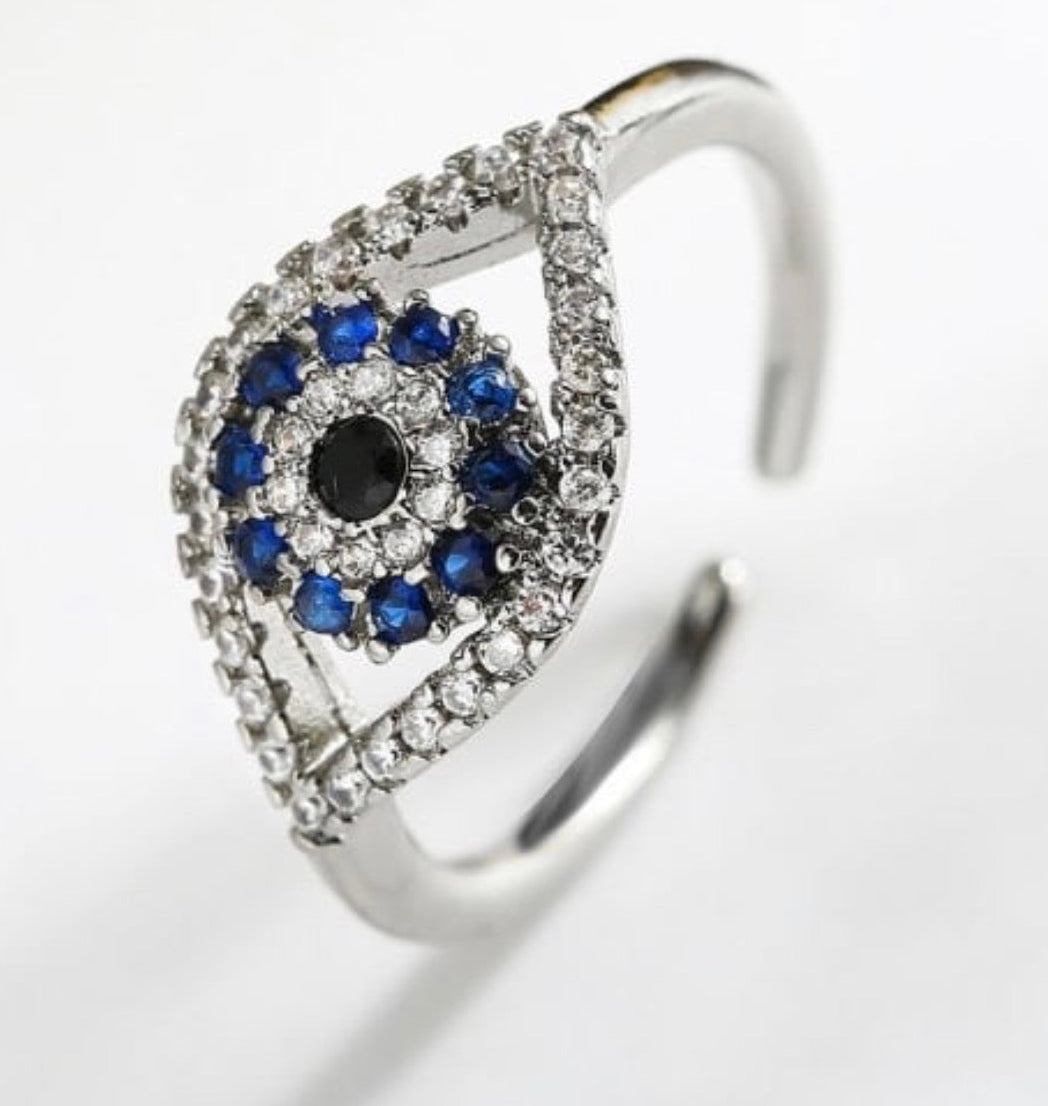 Evil Eye Oval Ring - SILVER