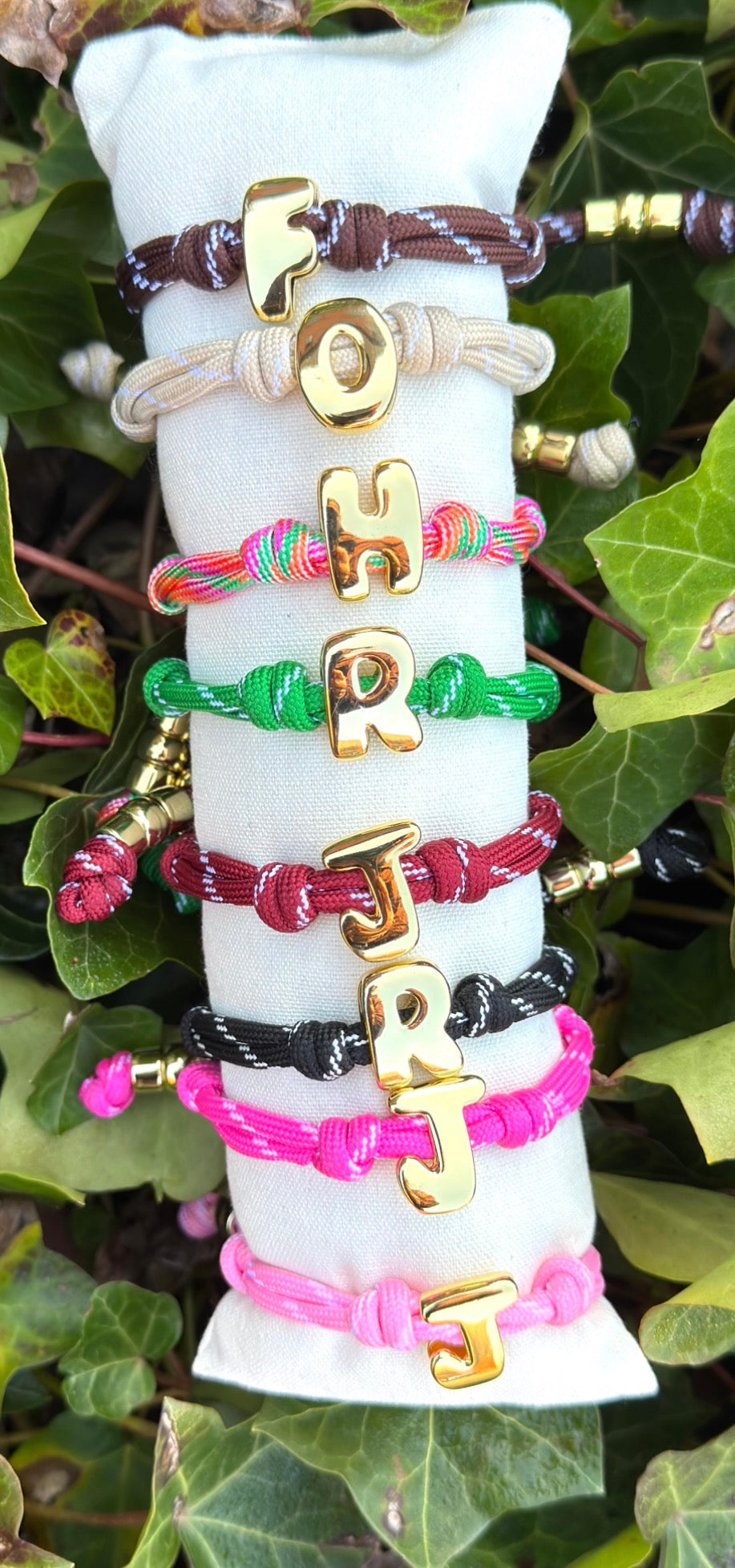 Initial Rope Bracelet - Various colours