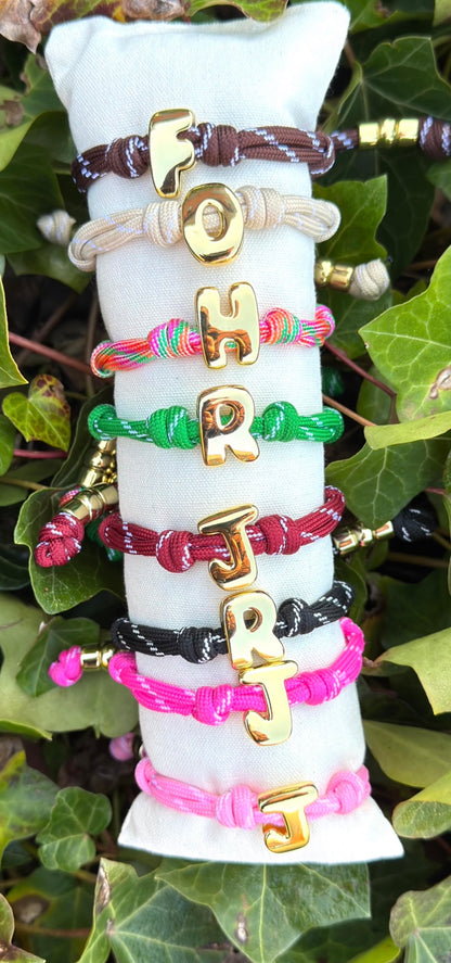 Initial Rope Bracelet - Various colours