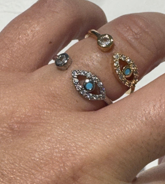 Evil eye diamond ring - Gold & Silver