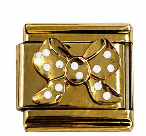 WHITE DOT BOW - GOLD