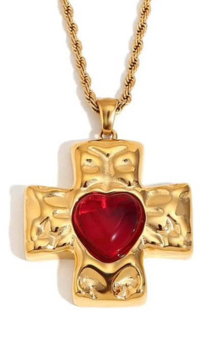 Chunky gold necklaces - Green or red