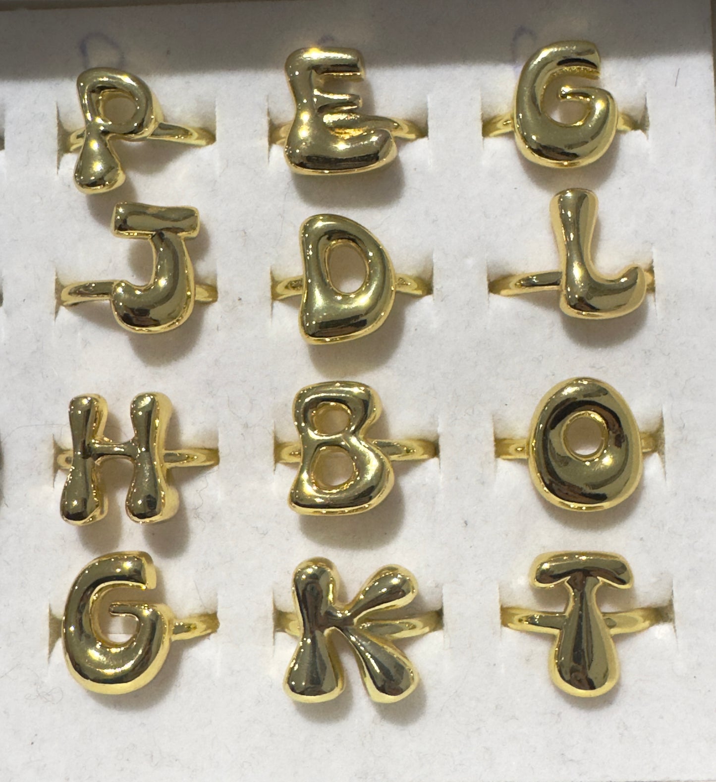 Bubble Initial Diamond Adjustment Ring - GOLD