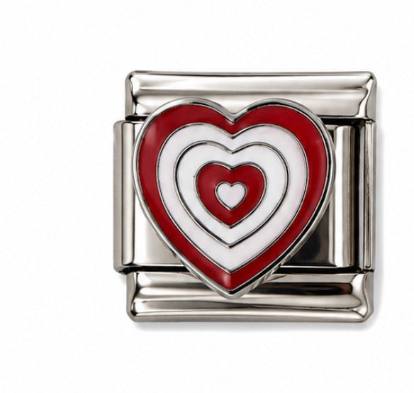 WHITE, PINK & RED HEART - SILVER