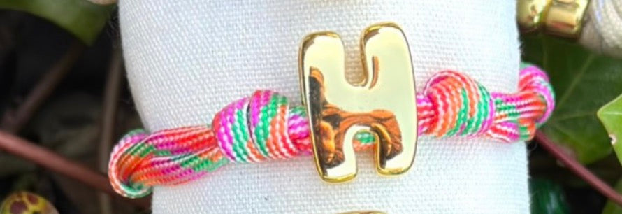 Initial Rope Bracelet - Various colours