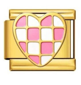 PINK & WHITE HEART - GOLD