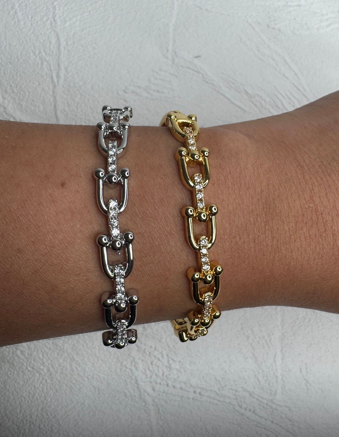 Diamond Chain Bangle - Gold or Silver