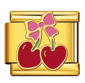 PINK BOW & RED CHERRY - GOLD