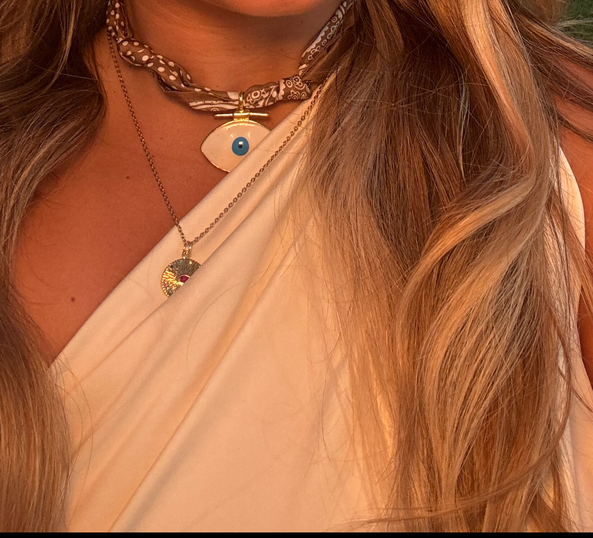 Evil eye bandana necklace - 2 colours