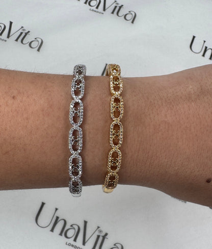 Diamond Serena Bangle - Gold or Silver