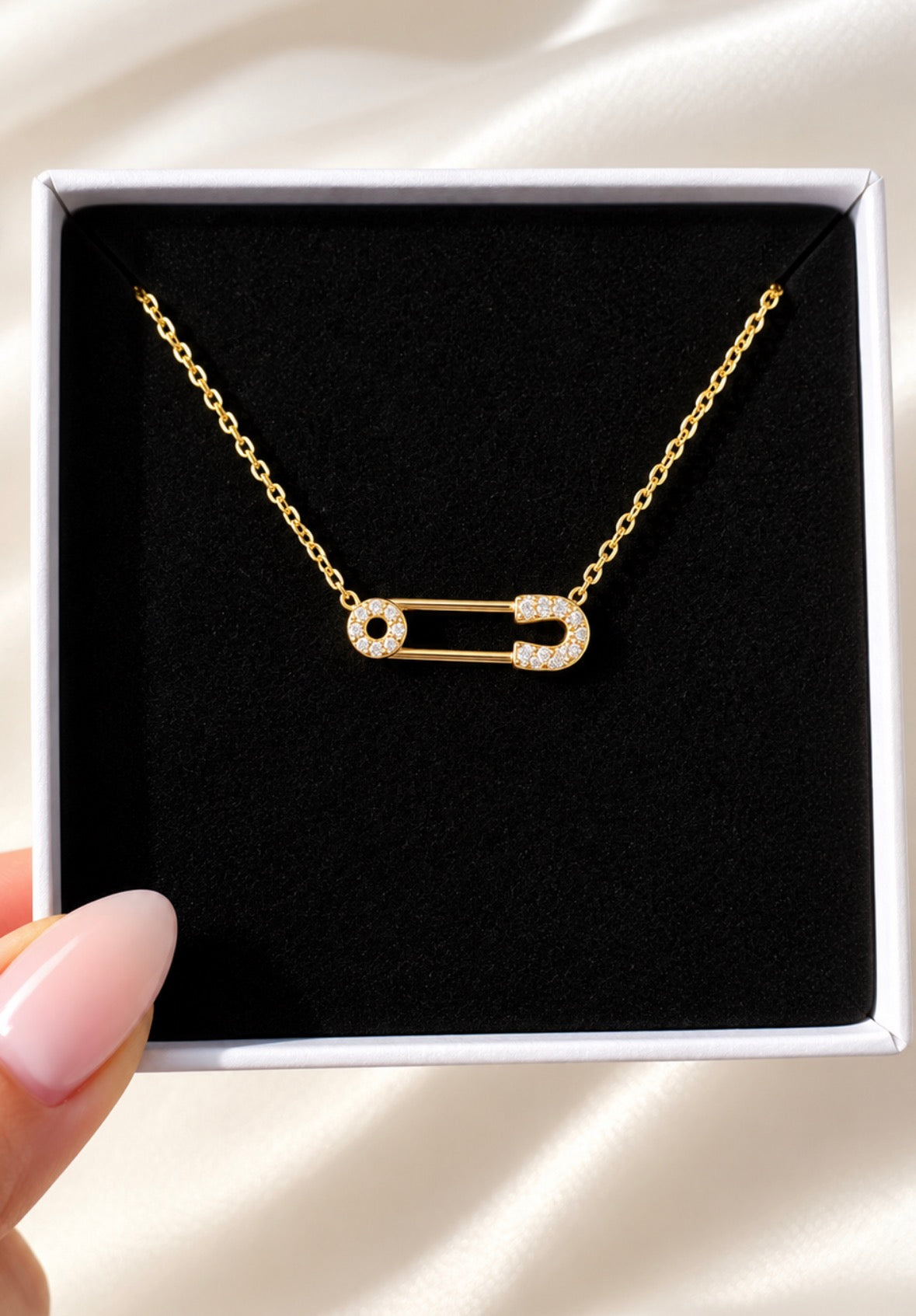 Golden Safety Pin Necklace