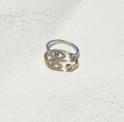Evil eye diamond ring - Gold & Silver