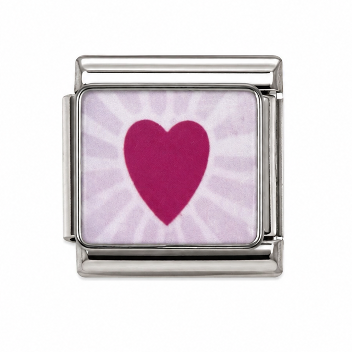 PINK HEART WITH WHITE - SILVER