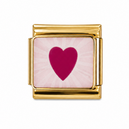 PINK HEART WITH WHITE - GOLD