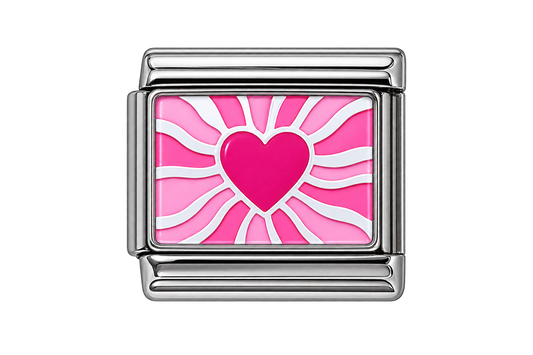 WHITE & PINK LINE HEART - SILVER