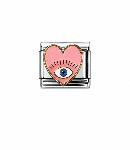 EVIL EYE PINK HEART - SILVER