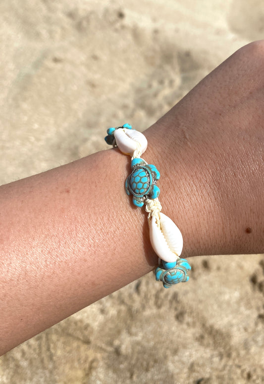 Turquoise Turtle & Shell Bracelet or anklet