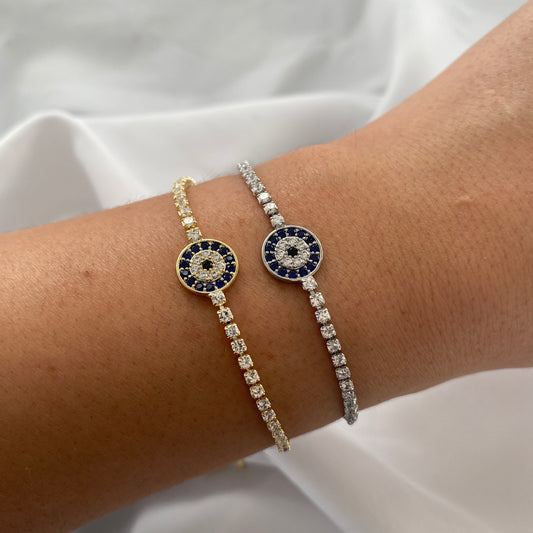 Diamond Tennis Evil Eye Bracelet