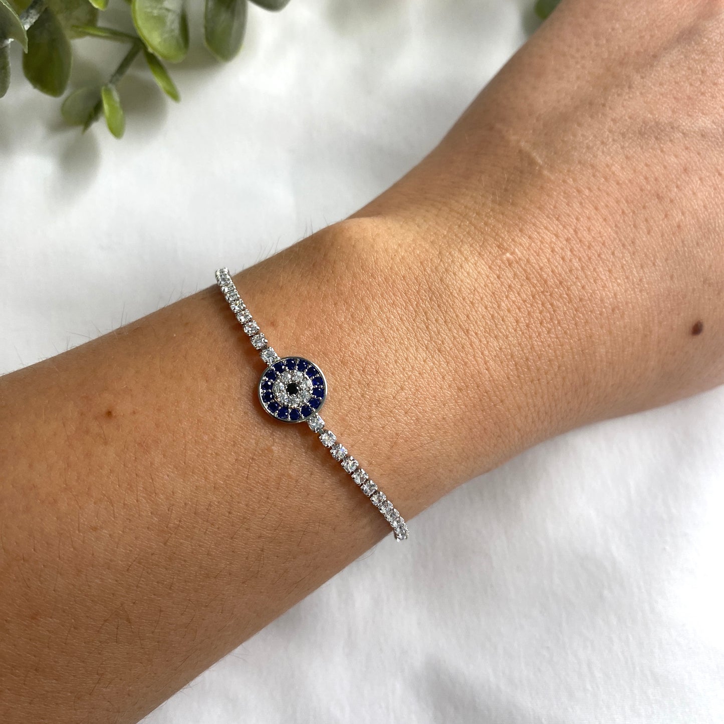 Diamond Tennis Evil Eye Bracelet