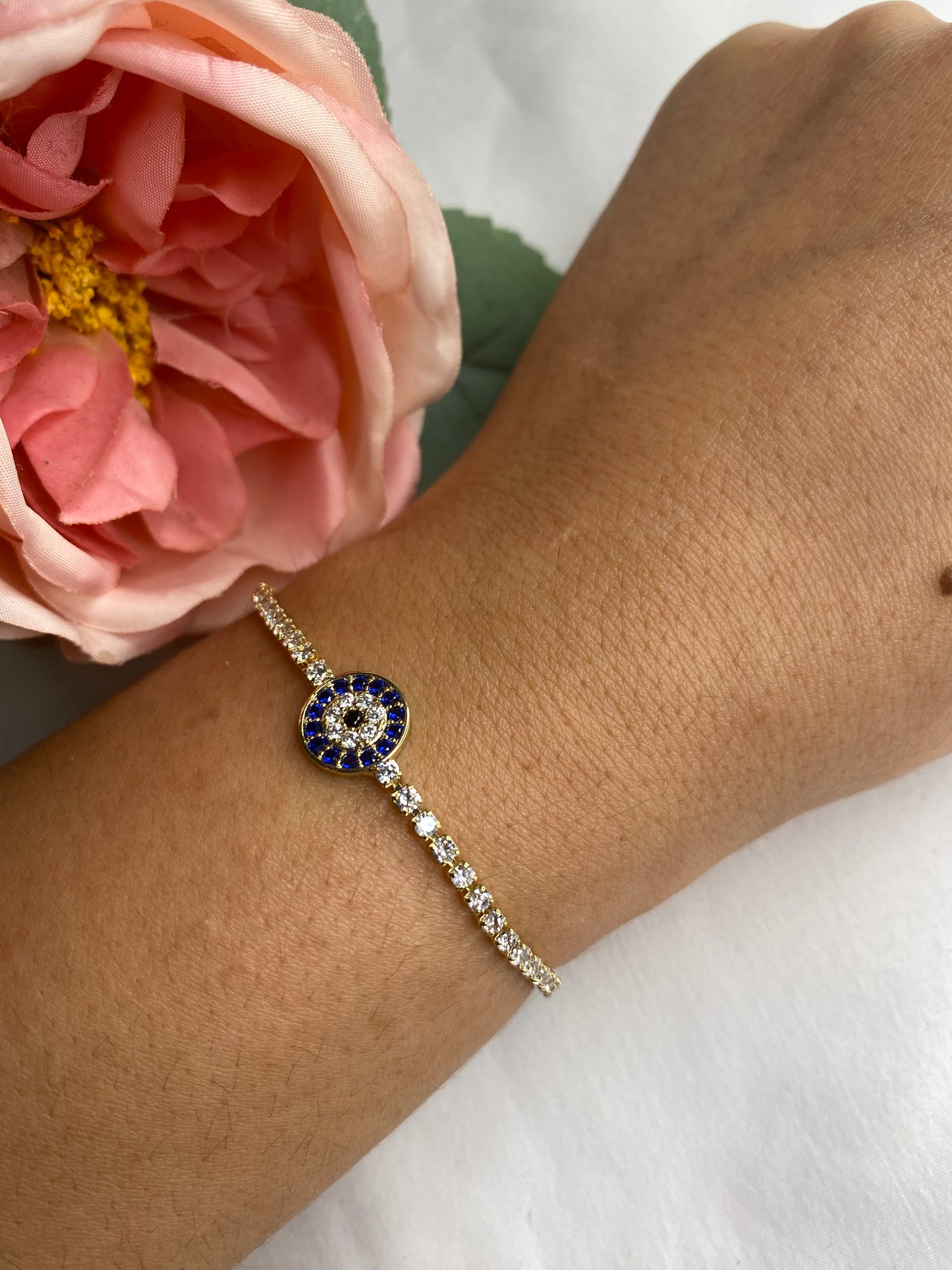 Diamond Tennis Evil Eye Bracelet